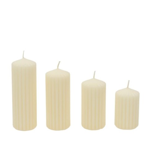 SET 4 CANDELE MOCCOLO RIGATE PANNA H.14